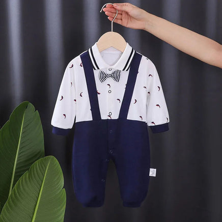 3-18M Boys Romper Newborn Striped Gentleman Tuxedo Infant Party Costume Baby Cotton Halloween Outfit Long Sleeve Formal Clothes ED013209