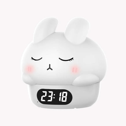 Digital Alarm Clock Children Wake Up Lamp Night Light Rechargeable Alarm Clock Lamp for Bedroom Room Decor Rabbit