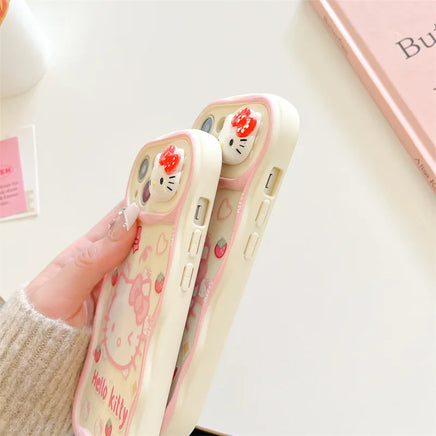 Pink Hello Kitty Sanrio Push Window Lens Phone Case for iPhone 11-16 Pro Max