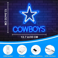 Lusy Store LLC Cowboy Neon Sign USB Powered Dallas LED Party Bar Candy Shop Art Decoration Game Room Neon Sign