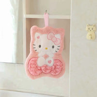 Cute Cartoon Kuromi Cinnamoroll Coral Velvet Hanging Kitchen Bathroom Children's Absorbent Hand Towel Square Towel a-Short style