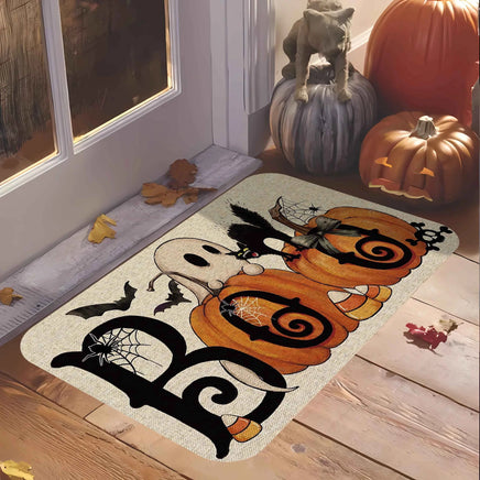 Halloween Ghost Pumpkin Pattern Welcome Doormat Rug - Machine Washable - Suitable for Bathroom Living Room, Halloween Decoration