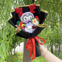 My Melody Kuromi Stuffed Animals Plush Toy With Roses Creative Bouquets Christmas Halloween Gifts 10