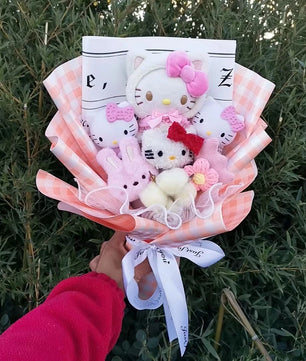 Lusy Store LLC Hello Kitty Kuromi Melody Cinnamoroll Plush Bouquet Home Decoration Xmas Friend Gifts Bouquet