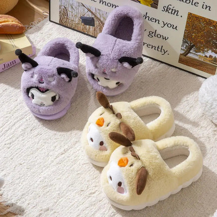 Hello Kitty Cinnamoroll Kuromi Plush Slippers - Winter Kawaii Home Shoes