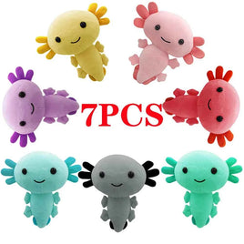 7pcs Kawaii Axolotl Plush Toy Cartoon Cute Animal Stuffed Plushie Doll For Kids Birthday Christmas Halloween Gifts 7pcs