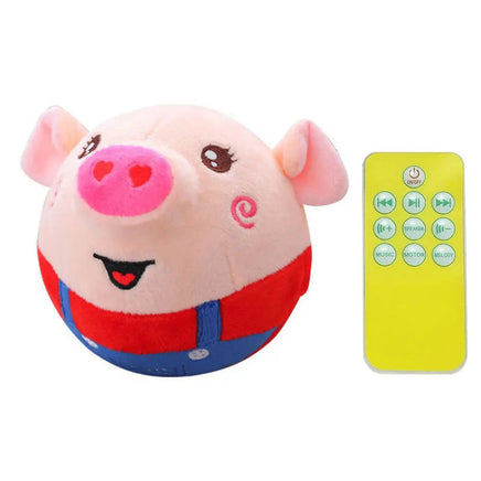 Interactive Moving Dog Ball, Cartoon Pig Plush USB Rechargeable Toy, Washable & Talking Pet Toy for Dogs & Cats Smiling Red Pig