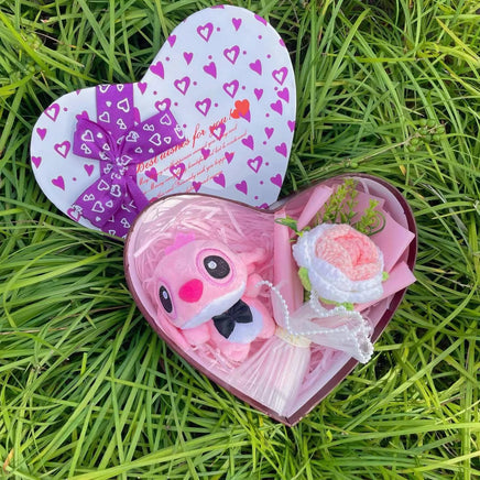 Lusy Store LLC Lilo Stitch Plush Doll Toys Rose Bouquet Gift Box Home Decoration Valentine Christmas Gifts Bouquet