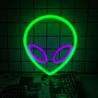 Halloween Bat Spirit LED Neon Wall Decor for Party Gift - Terrifying Atmosphere - USB or Battery Powered Alien Purple Green 0-5W