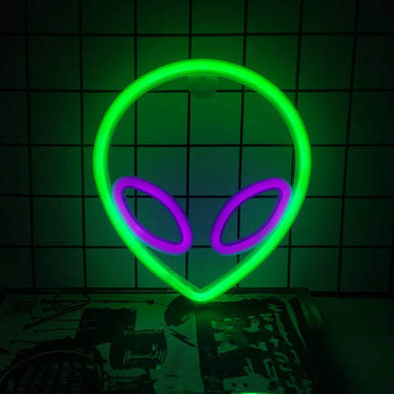 Halloween Bat Spirit LED Neon Wall Decor for Party Gift - Terrifying Atmosphere - USB or Battery Powered Alien Purple Green 0-5W