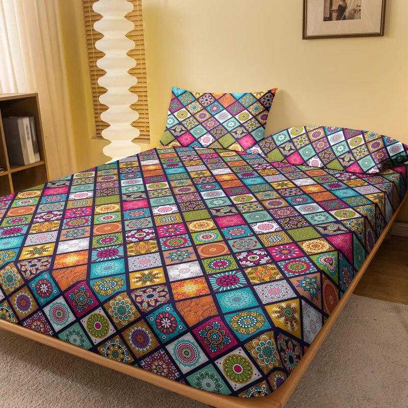1 Bohemian patterned frosted bedsheet, bedroom printed bedspread, bedding (excluding pillowcases) Lusy Store