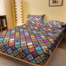1 Bohemian patterned frosted bedsheet, bedroom printed bedspread, bedding (excluding pillowcases) Lusy Store
