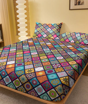 1 Bohemian patterned frosted bedsheet, bedroom printed bedspread, bedding (excluding pillowcases) Lusy Store