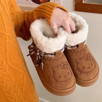 Hello Kitty Snow Boots Anime Sanrio Women Y2k Cute Warm Cotton Shoes Kawaii Winter Non Slip Short Boot Gift Hello Kitty