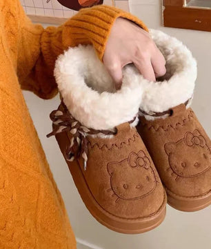 Lusy Store LLC Hello Kitty Snow Boots Anime Sanrio Women Y2k Cute Warm Cotton Shoes Kawaii Winter Non Slip Short Boot Gift Shoes