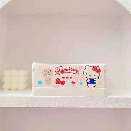 Sanrio Kawaii Hello Kitty My Melody Kuromi Cinnamoroll Desktop Storage Box Foldable Stackable Cosmetic Organizer Desktop Storage 14