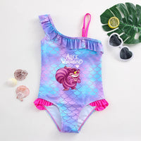 Alice in Wonderland Girls Swimsuit Mermaid Fish Scale One-Piece Bathing Suits Children's Dresses Summer Swimwear Beach Suit Kids Lusy Store