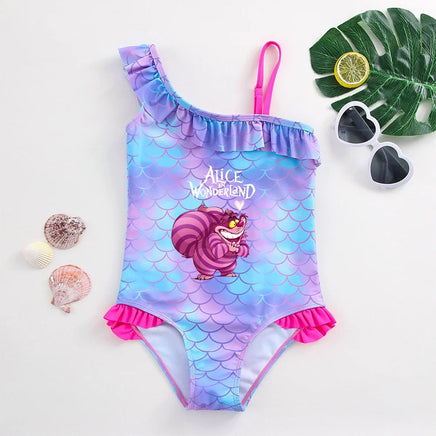 Alice in Wonderland Girls Swimsuit Mermaid Fish Scale One-Piece Bathing Suits Children's Dresses Summer Swimwear Beach Suit Kids Lusy Store