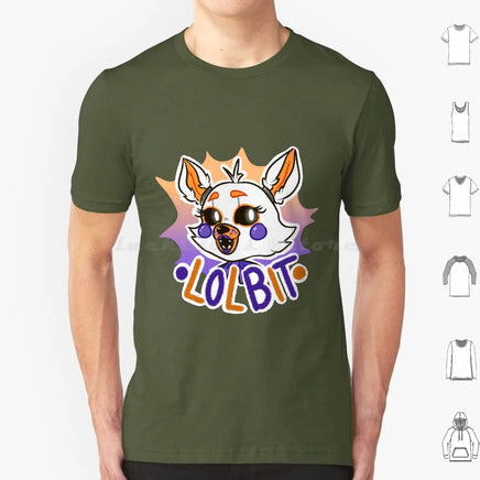 Lolbit T Shirt Cotton Men Women DIY Print Fnaf Lolbit Game Horror Five Nights At Video Game Fnaf Lolbit Animatronic Cute M-Tee-Moss Green
