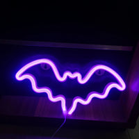 Halloween Bat Spirit LED Neon Wall Decor for Party Gift - Terrifying Atmosphere - USB or Battery Powered Bat Purple 0-5W