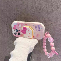 Kuromi Hello Kitty Bracket Bracelet Phone Case For iPhone 16 15 Pro Max 14 11 12 13 Mini XR 8 7 Plus X XS SE Sanrio Cute Cartoon