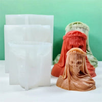 3D Masked Veil Skull Candle Silicone Mold Halloween Decor Skeleton Bust Statue Scented Candle Resin Casting Mould Holiday Gifts