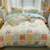 100% Cotton Duvet Set Pokemon Psyduck Eevee 4pcs Set Kids Pure Cotton 3pcs Pack of Bed sheets Pillow cases duvet covers Lusy Store