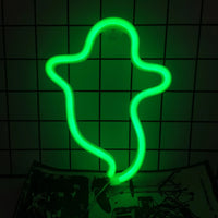 Halloween Bat Spirit LED Neon Wall Decor for Party Gift - Terrifying Atmosphere - USB or Battery Powered Ghost Green 0-5W