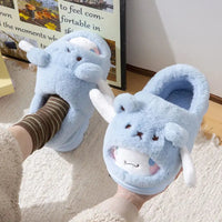 Hello Kitty Cinnamoroll Kuromi Plush Slippers - Winter Kawaii Home Shoes D