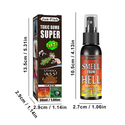 6pcs-1pcs 30ml Halloween Props Liquid Fart Spray Non Toxic Stink Bomb Ass-Smelly Stinky Gas Prank Toy Joke Party Supplies hell