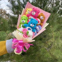 Lusy Store LLC Care Bear Plush Doll Handmade Flower Bouquets Stuffed Animals Valentine Birthday Gifts Bouquet