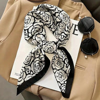 Lusy Store 27.56&quot; Paisley Print Small Square Scarf Simulated Silk Thin Neck Scarf Mature Style Sunscreen Headscarf For Women 