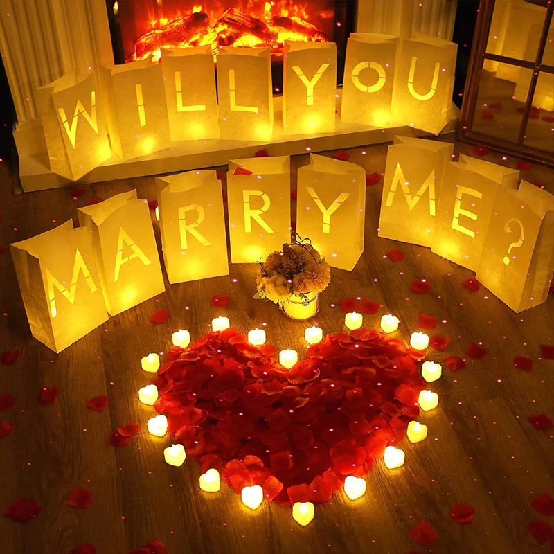 Lusy Store LLC Will You Marry Me Luminous Paper Bag Wedding Proposal Decoration with Illuminated Letter Logo and LED light For Proposal Party Event &amp; Party