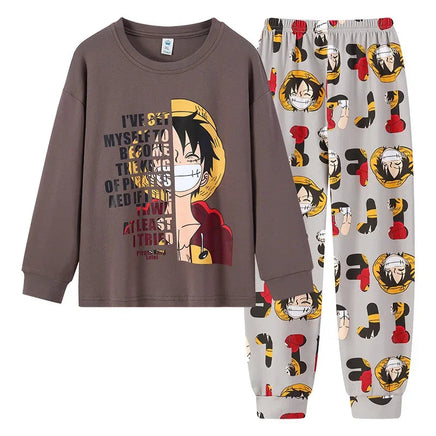 One Piece Dragon Ball Pajamas Sets Luffy Soft Comfortable Man Sleepwear Cotton Loose Pyjama Suit Loose Home Clothes Wear Hoodie B