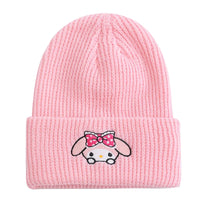 Hello Kitty Beanie Hat Women Cute Cartoon Cinnamoroll Melody Kuromi Winter Knitted Cap My Melody Pink 54cm-58cm