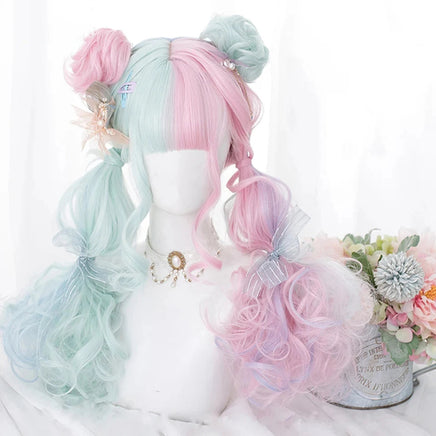 OLACARE Synthetic Super Long Curly Lolita Wig With Bangs 120cm Blonde White Pink Cute Fake Hair Women Halloween Cosplay Wigs P4 613