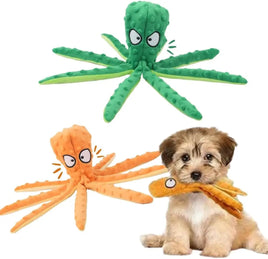 Interactive Pet Plush Toy, Cartoon Octopus with Fish Skin & Squeaky Sound, Chew Toy for Dogs & Cats