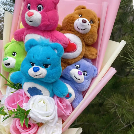 Lusy Store LLC Care Bear Plush Doll Handmade Flower Bouquets Stuffed Animals Valentine Birthday Gifts Bouquet