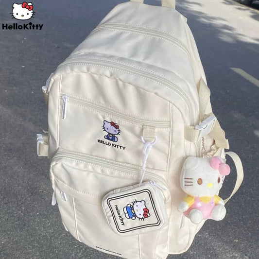 Sanrio Hello Kitty College Style Student Schoolbag Cartoon Korean Large Capacity White Backpacks Y2k Teenage Girl Fashion Bags Lusy Store