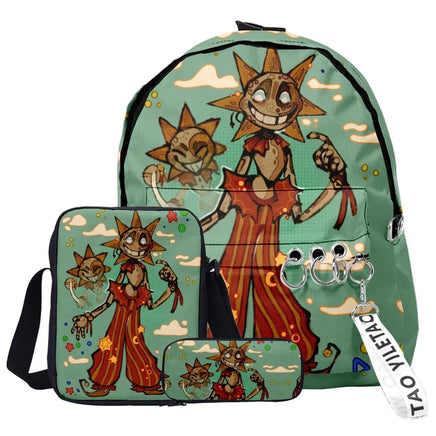 Trendy Popular Funny sundrop fnaf 3D Print 3pcs/Set pupil School Bags Laptop Daypack Backpack Inclined shoulder bag Pencil Case Lusy Store
