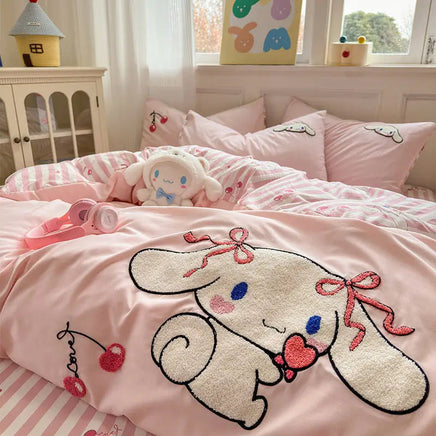 Sanrio Hello Kitty cartoon cute anime character cotton bed sheet duvet cover four-piece kawaii student dormitory three-piece set Sanrio-9
