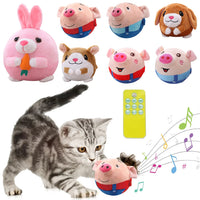 Interactive Moving Dog Ball, Cartoon Pig Plush USB Rechargeable Toy, Washable & Talking Pet Toy for Dogs & Cats
