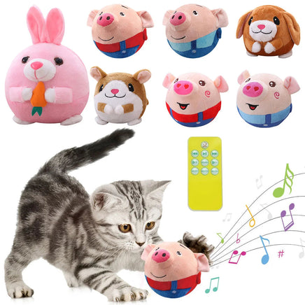Interactive Moving Dog Ball, Cartoon Pig Plush USB Rechargeable Toy, Washable & Talking Pet Toy for Dogs & Cats