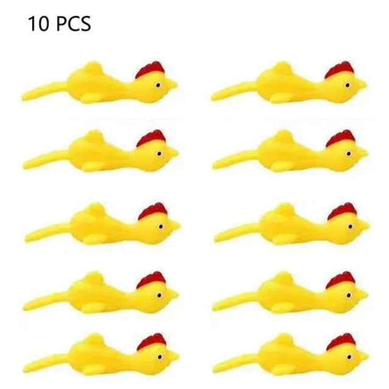 10PCS Catapult Launch Turkey Slingshot Chick Elastic Flying Finger Sticky Decompression Toy for Birthday Halloween Party Favors Catapult chick X10