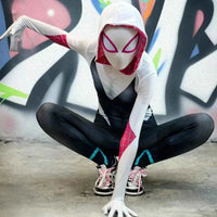 Latest Gwen Spiderman Costume for Kids and Adult White Spider Girl Mask 3D Style Halloween Costumes Cosplay Suiter Body Jumpsuit