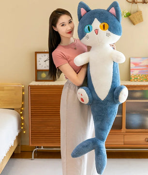 Lusy Store LLC Different Eye Shark Shark Cat Doll Pillow Creative Cat Plush Toy Plush