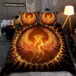 Dragon And Phoenix Duvet Cover Set Full Queen Size, Fantasy World Monster Gothic Bedding Sets Bohemian Mandala Comforter Cover as picture