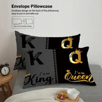 3pcs fashionable black gray K and Q design printed bedding set, soft, comfortable and breathable duvet cover, bedroom, hotel Lusy Store