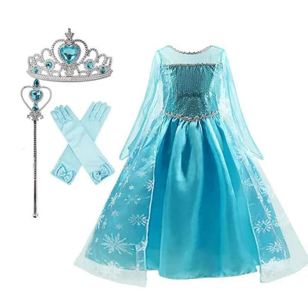 Girls Elsa Anna Costume Kids Birthday Floral Dress Children Snow Queen Performance Fantasy Princess Evening Halloween Costumes Elsa Set B2