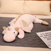 Giant Dinosaur Stuffed Toy - White Dragon Plush with Wings & Unicorn Horn - 25.6in/33.5in/41.3in/47.2in/55.1in - Lusy Store Pink